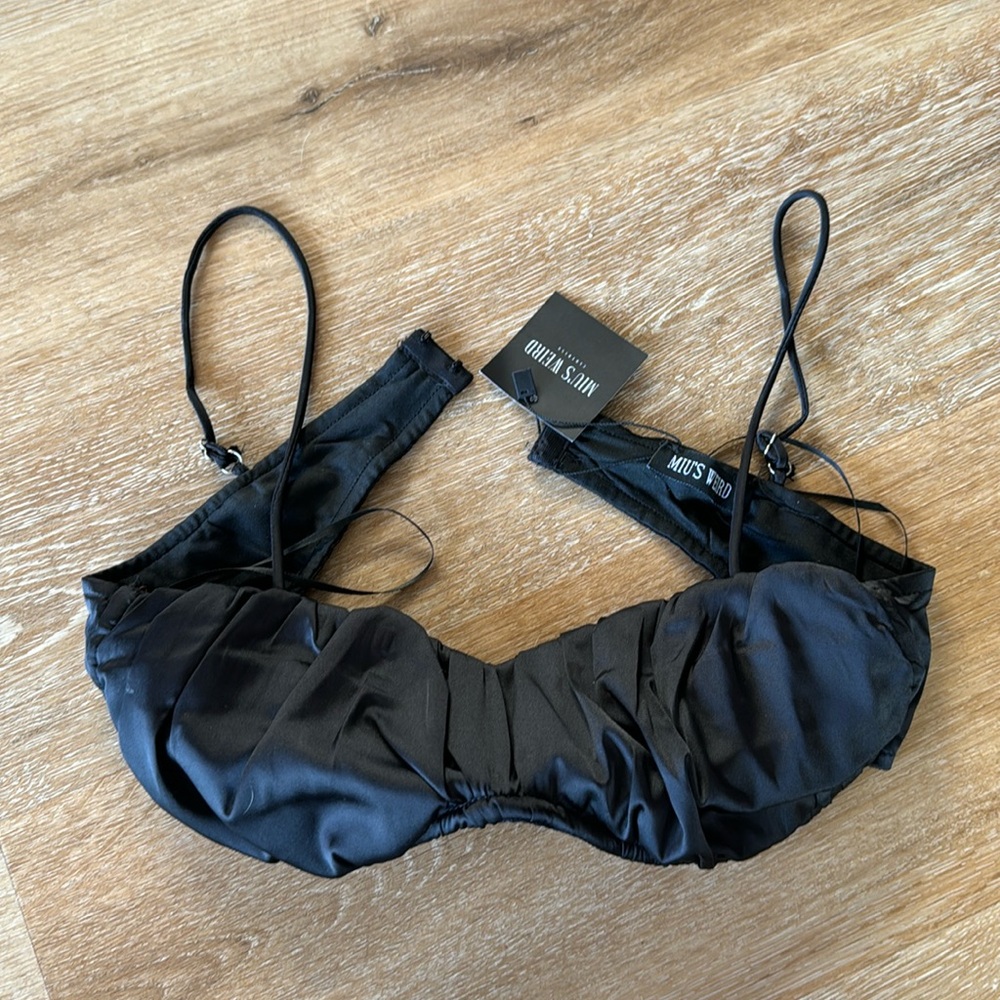 Miu’s Weird Satin Wire Bra Crop Top NWT